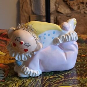 VINTAGE EO Brody A-828 Cute Happy Clown Planter Porcelain Japan Kitsch Decor